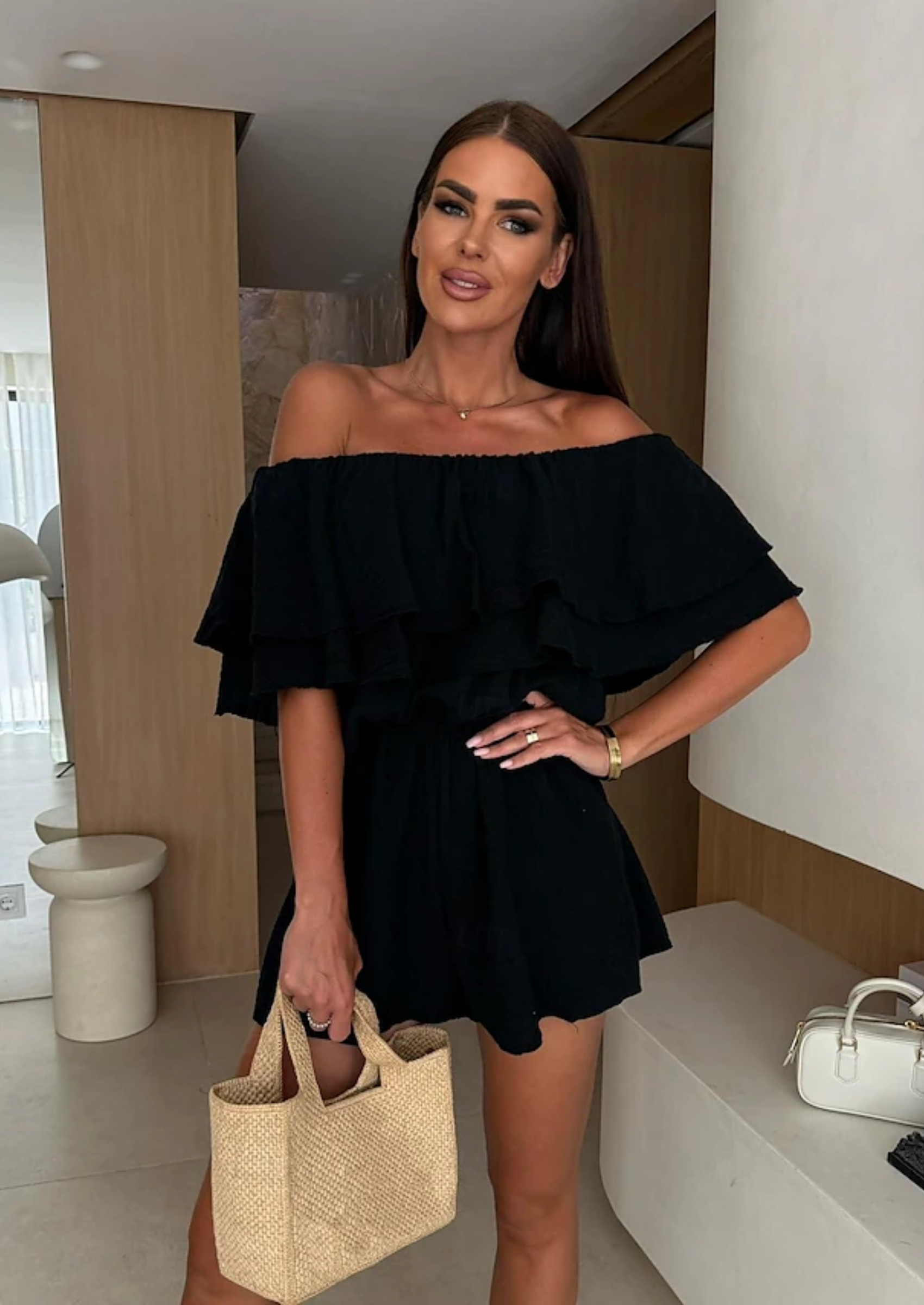 OFF SHOULDER MODEL RUFFLED PLAYSUIT