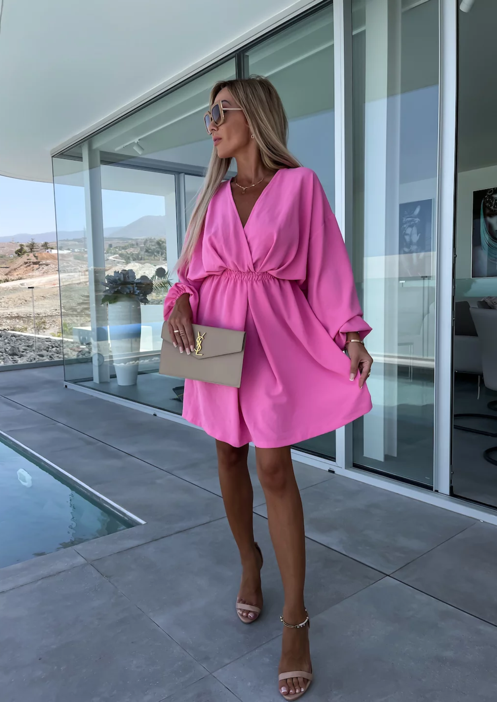 CASUAL STIJL JURK MET PUFF MOUWEN
