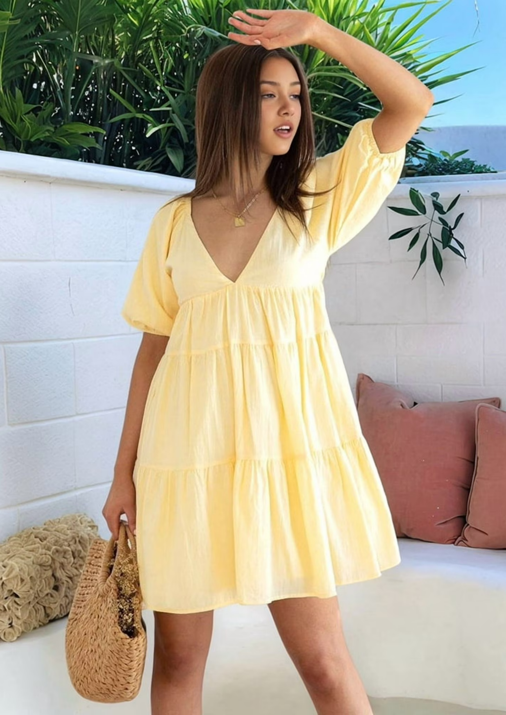 V-HALS RUFFLED MODEL MIDI JURK