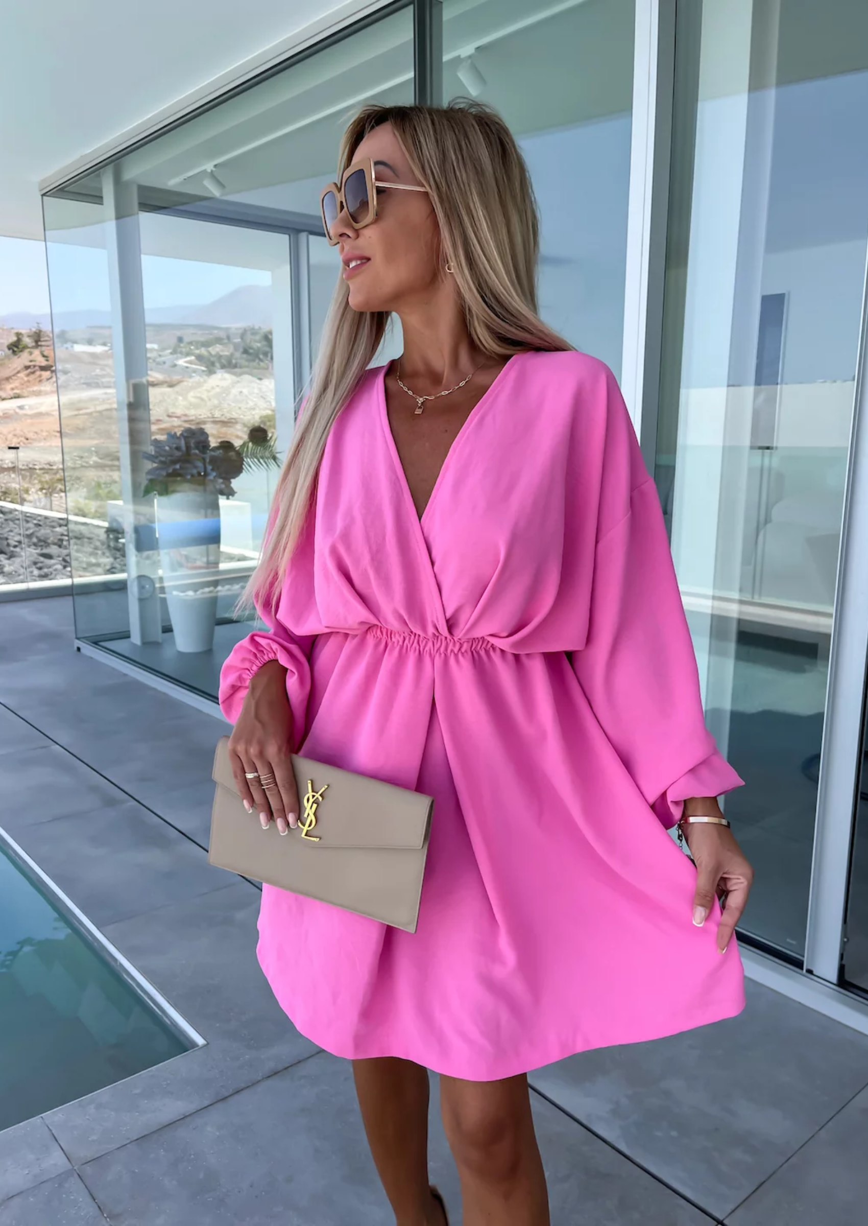 CASUAL STIJL JURK MET PUFF MOUWEN
